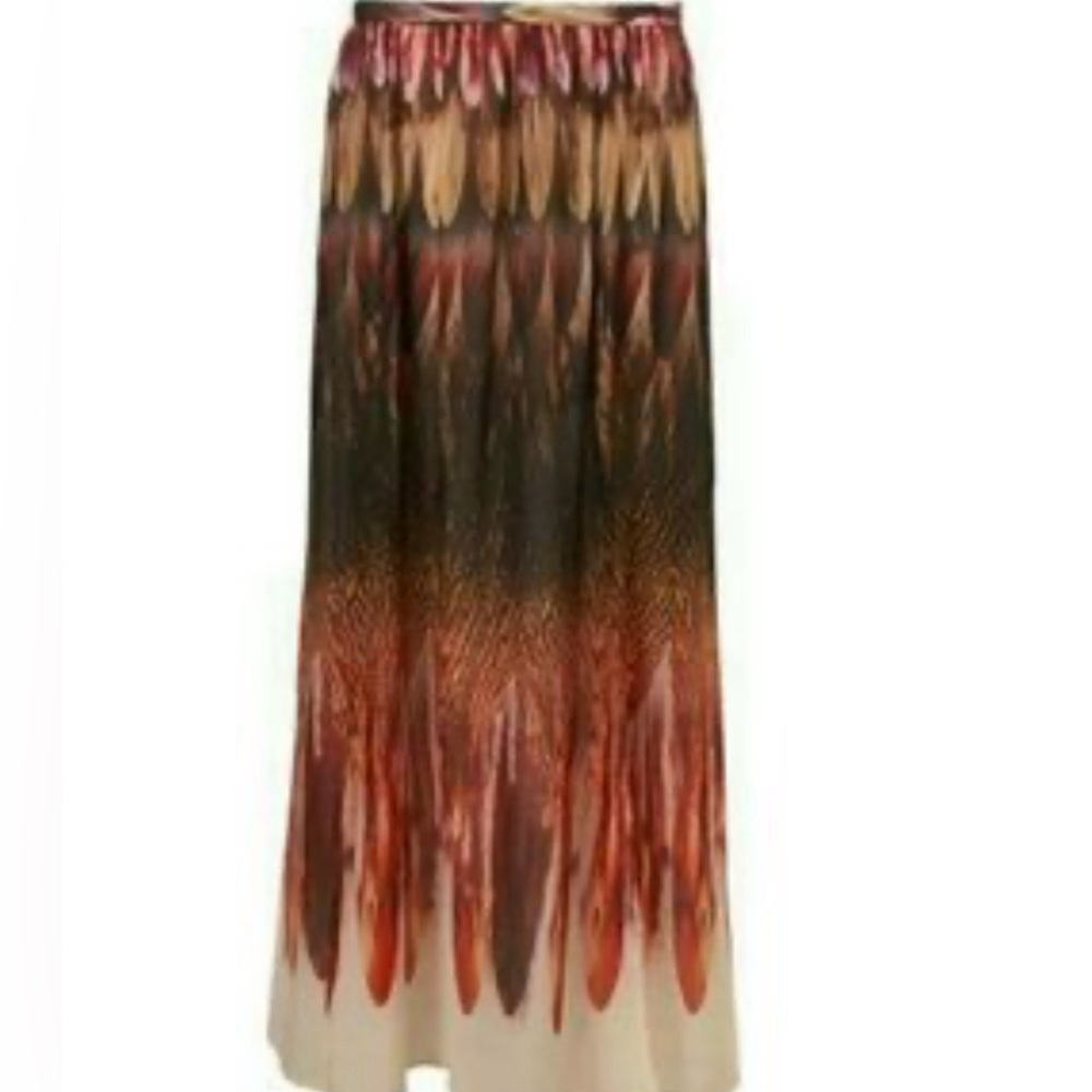 Topshop Maxi watercolor printed Slit silk Skirt Approx Small - Picture 3 of 6
